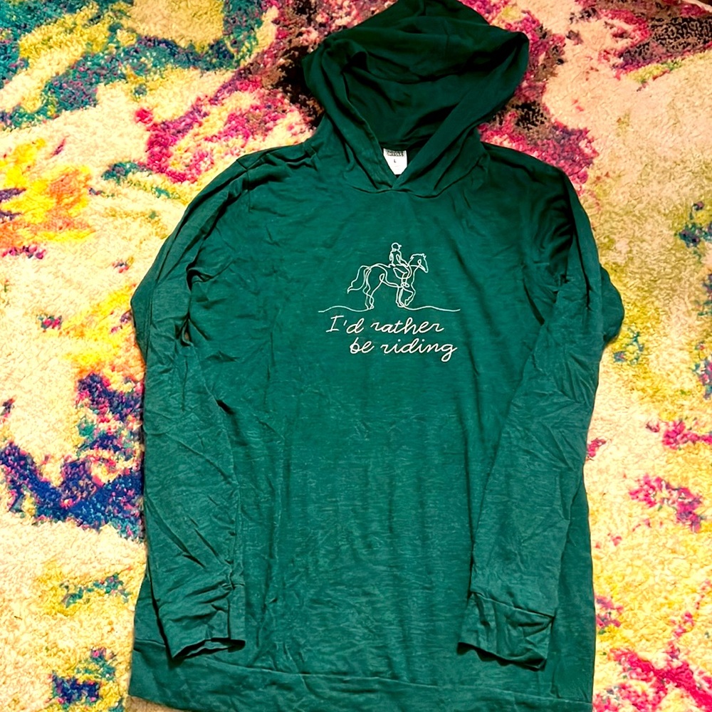 NWOT-long sleeved hooded riding tee